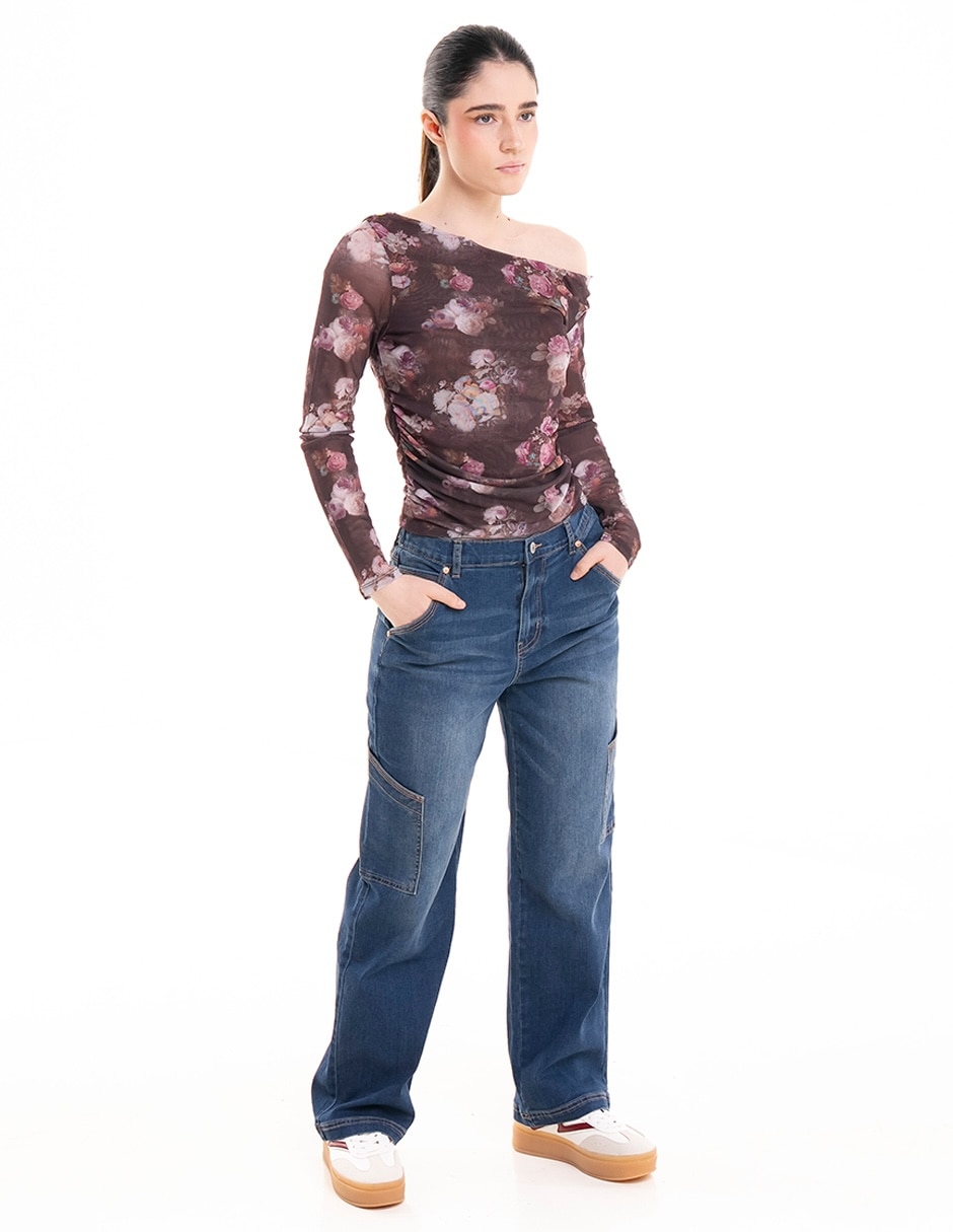 Jeans straight a la cintura para mujer 2