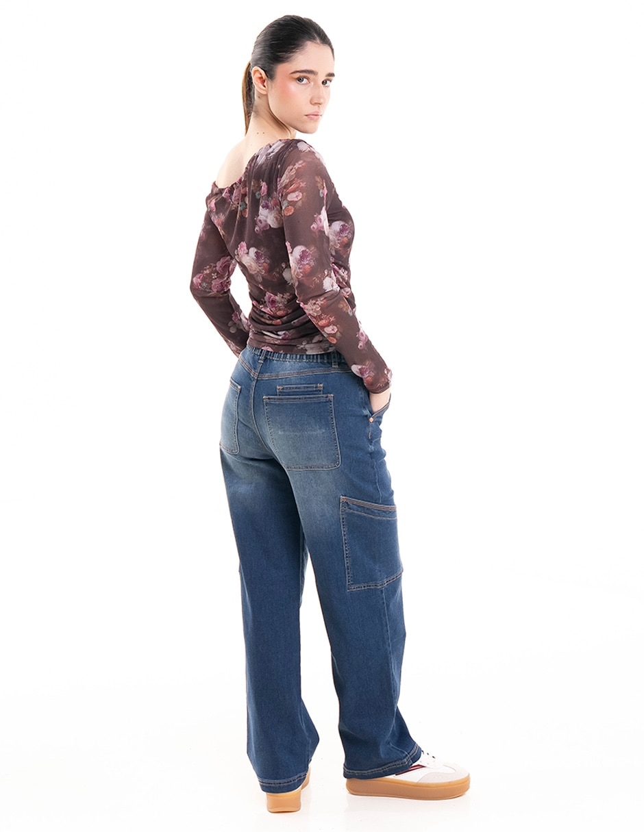 Jeans straight a la cintura para mujer 3