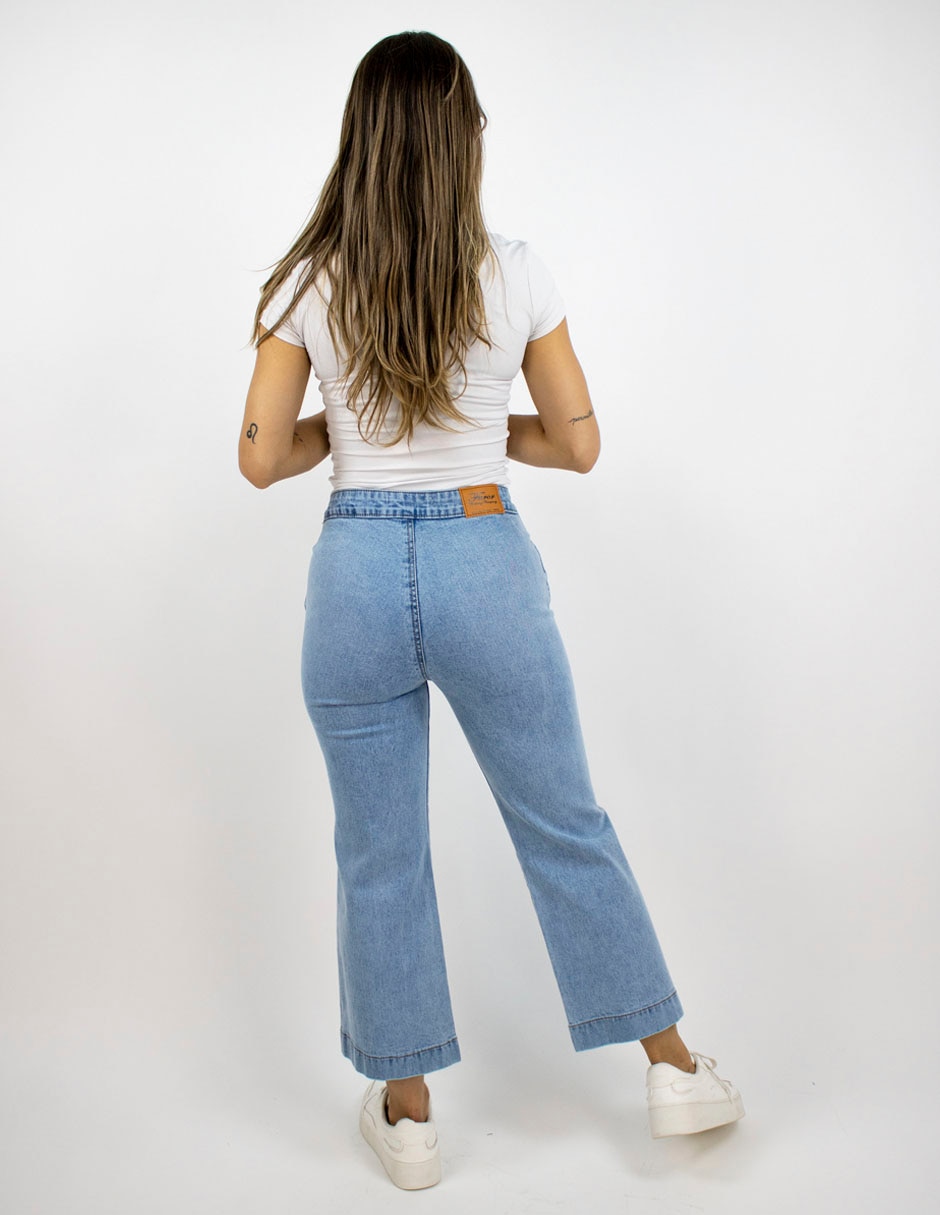 Jeans wide leg cintura para mujer 2