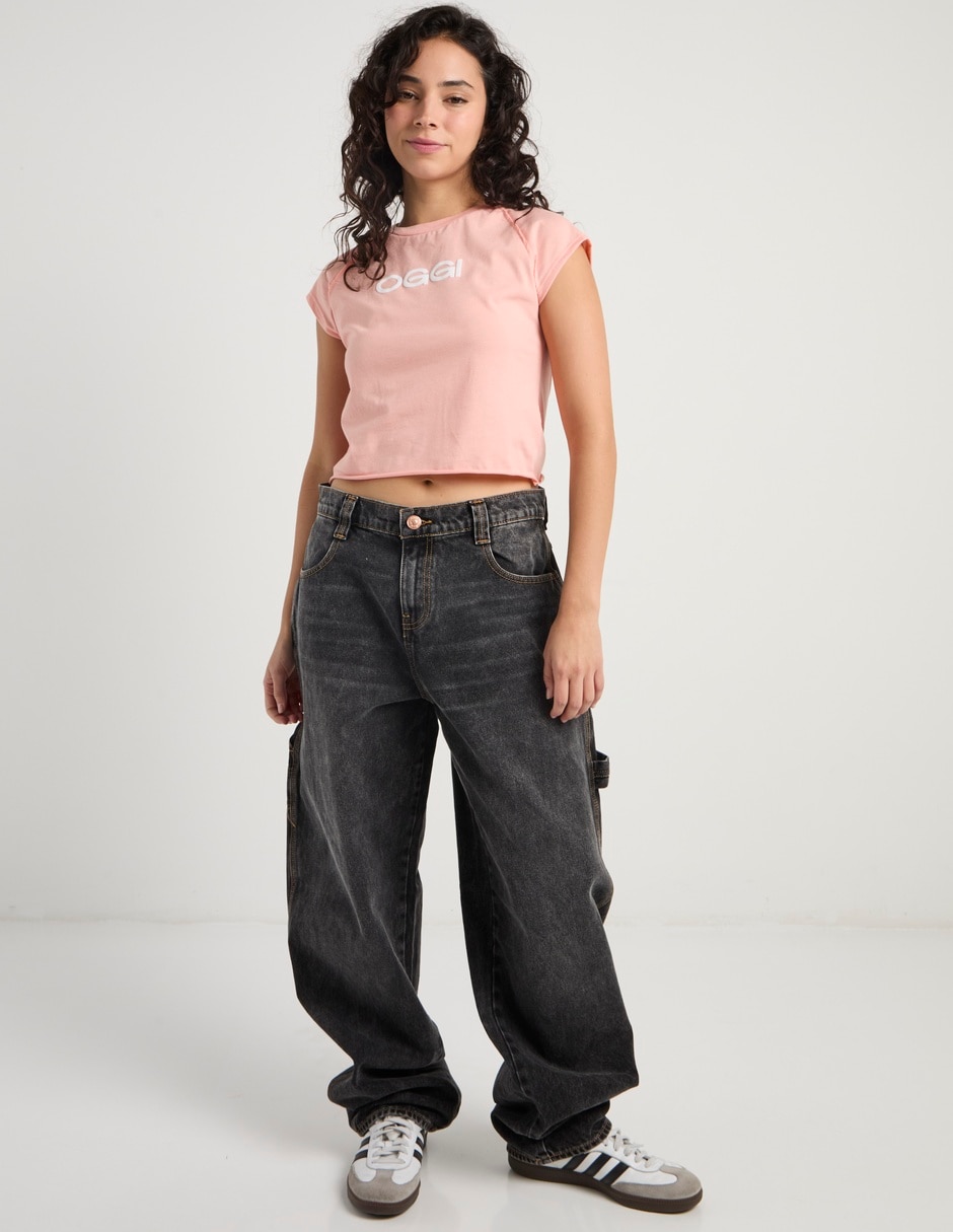 Jeans relaxed amplio cintura baja para mujer 2
