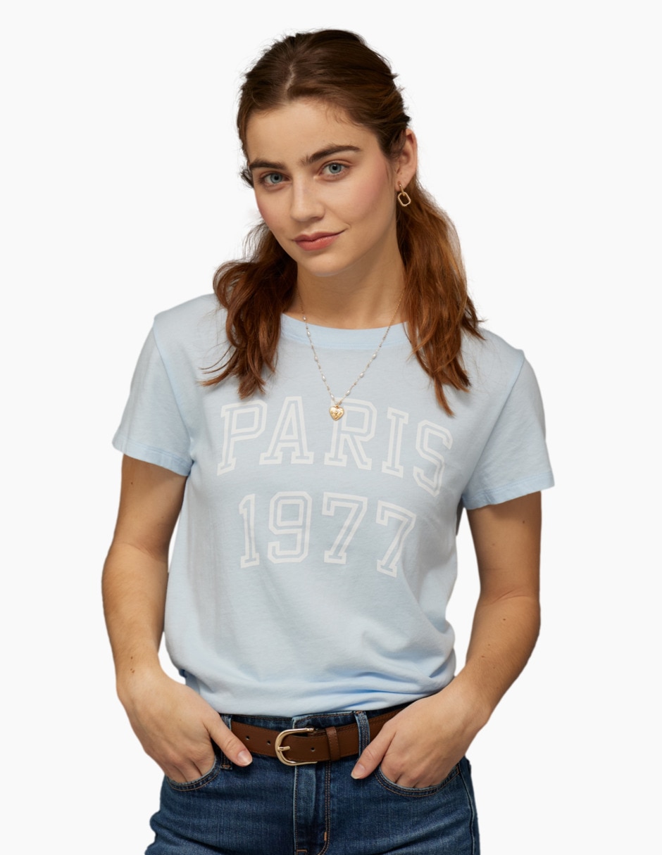 Playera manga corta cuello redondo para mujer