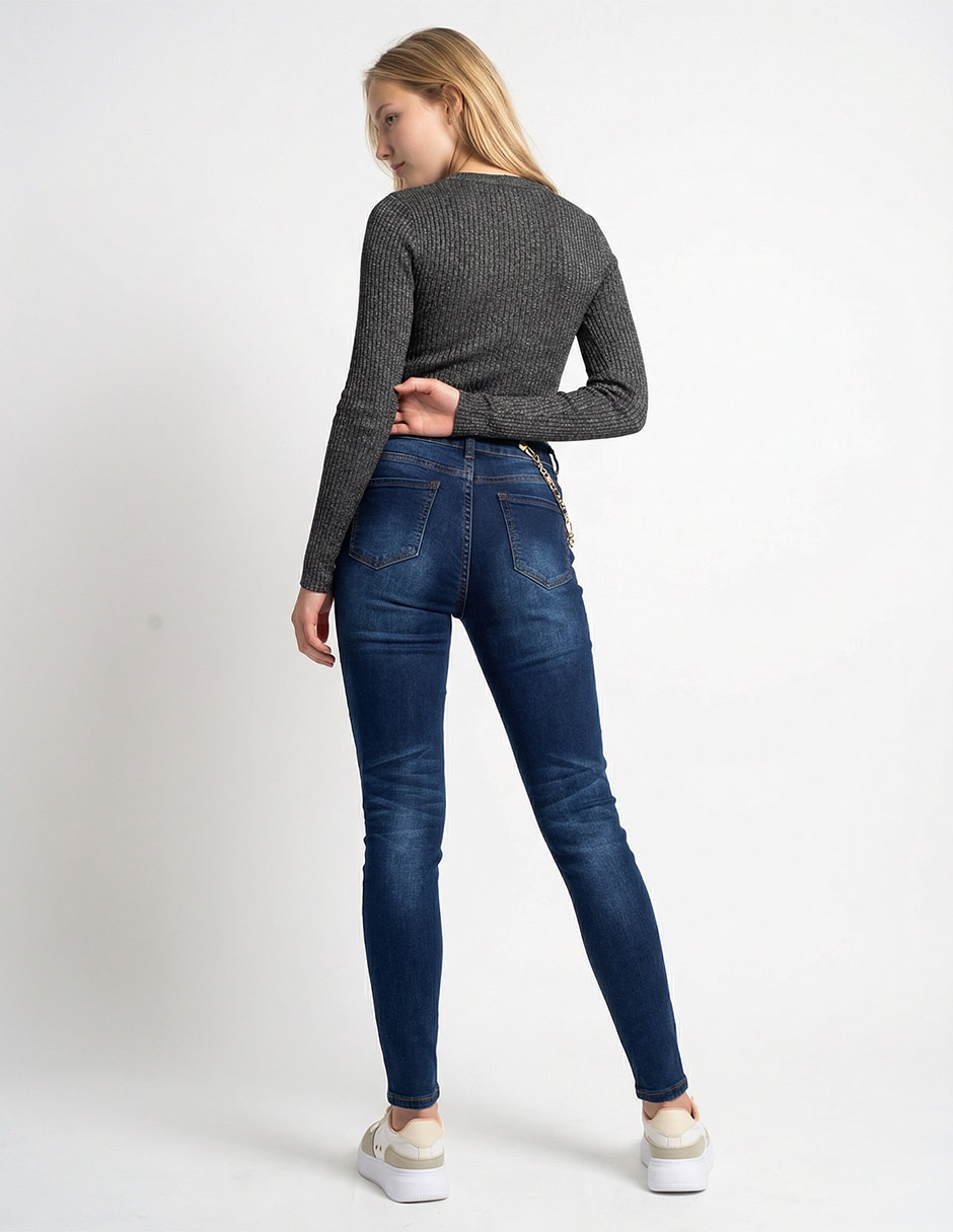 Jeans skinny cintura para mujer 2
