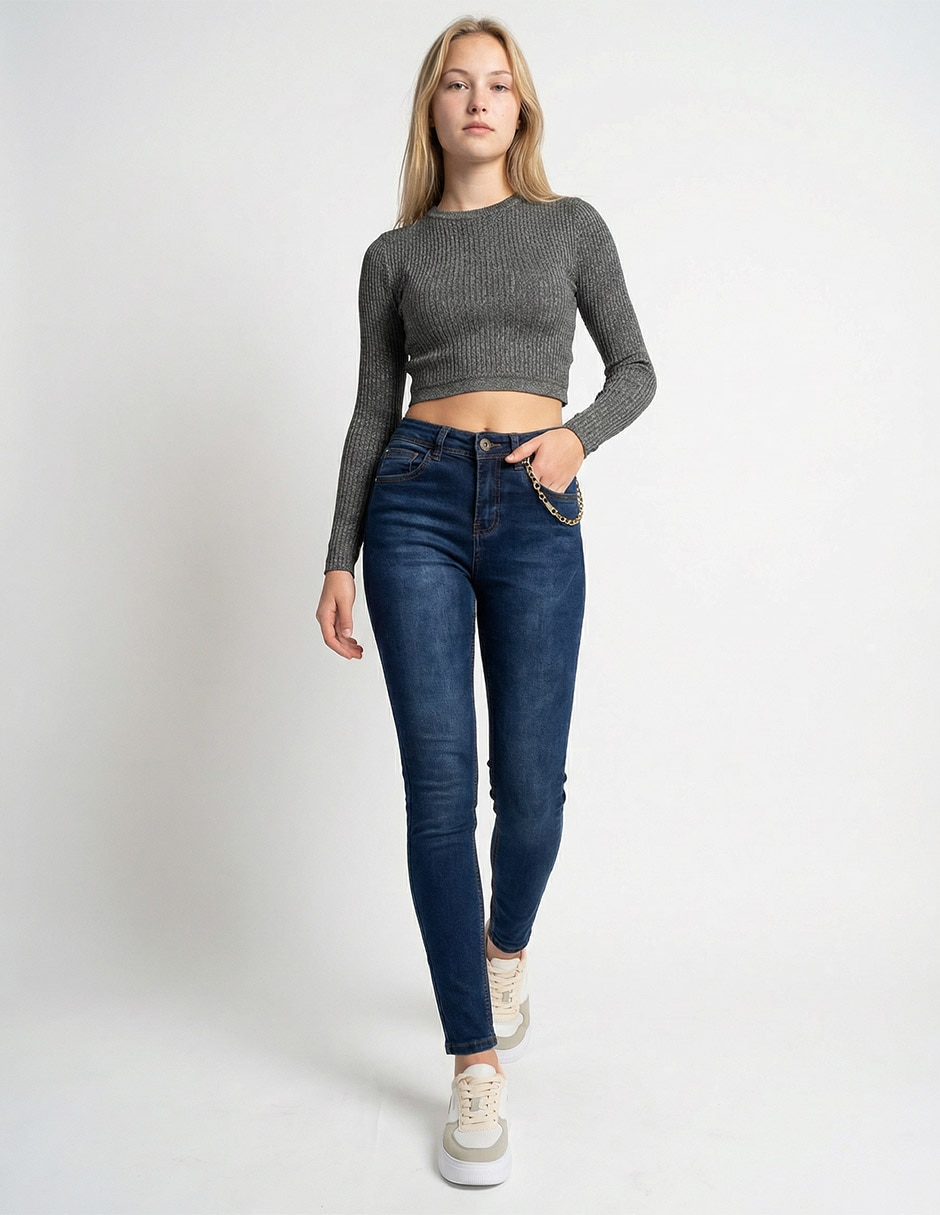 Jeans skinny cintura para mujer 4