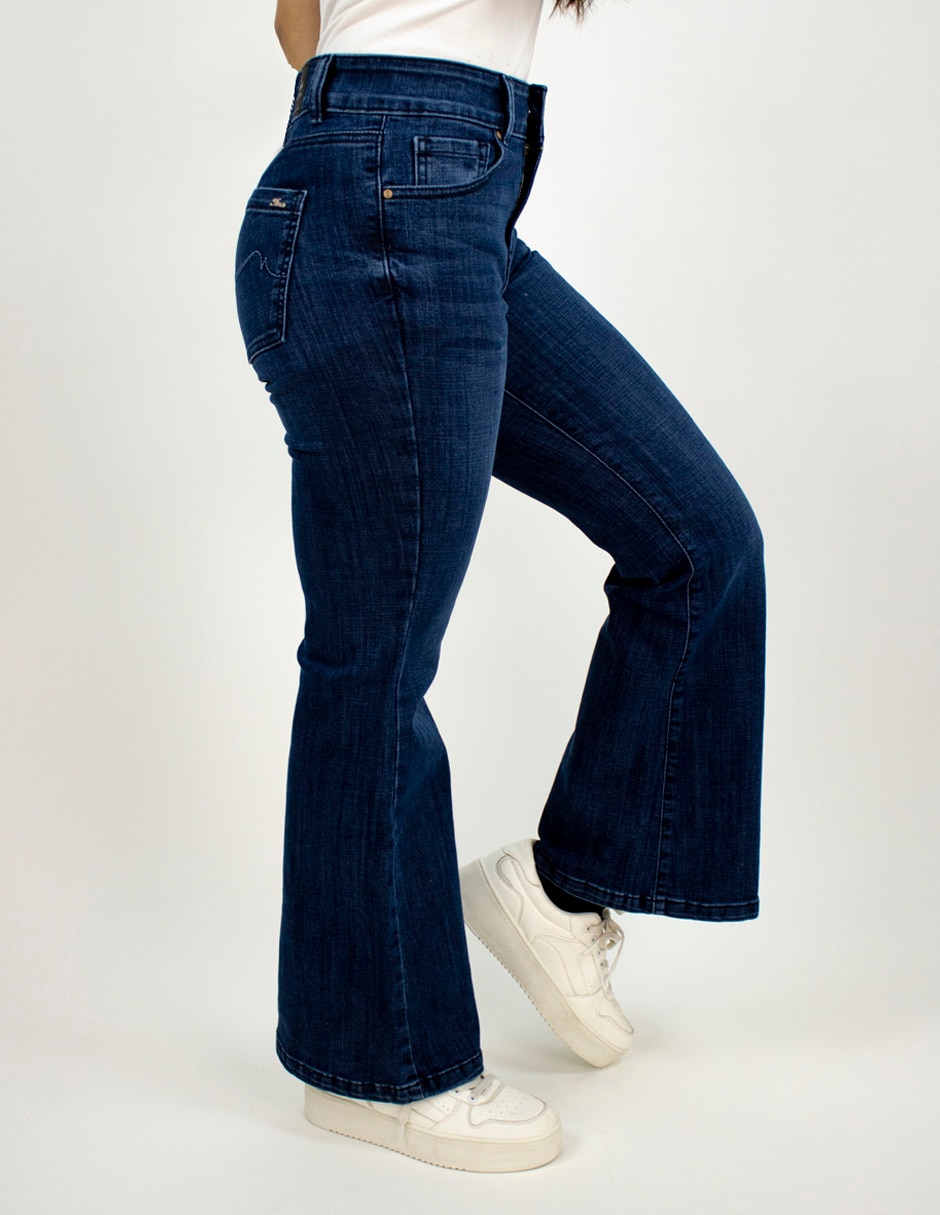Jeans flare a la cintura para mujer 4