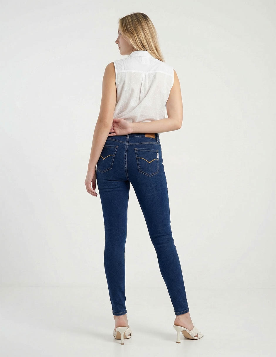 Jeans skinny cintura baja para mujer 2