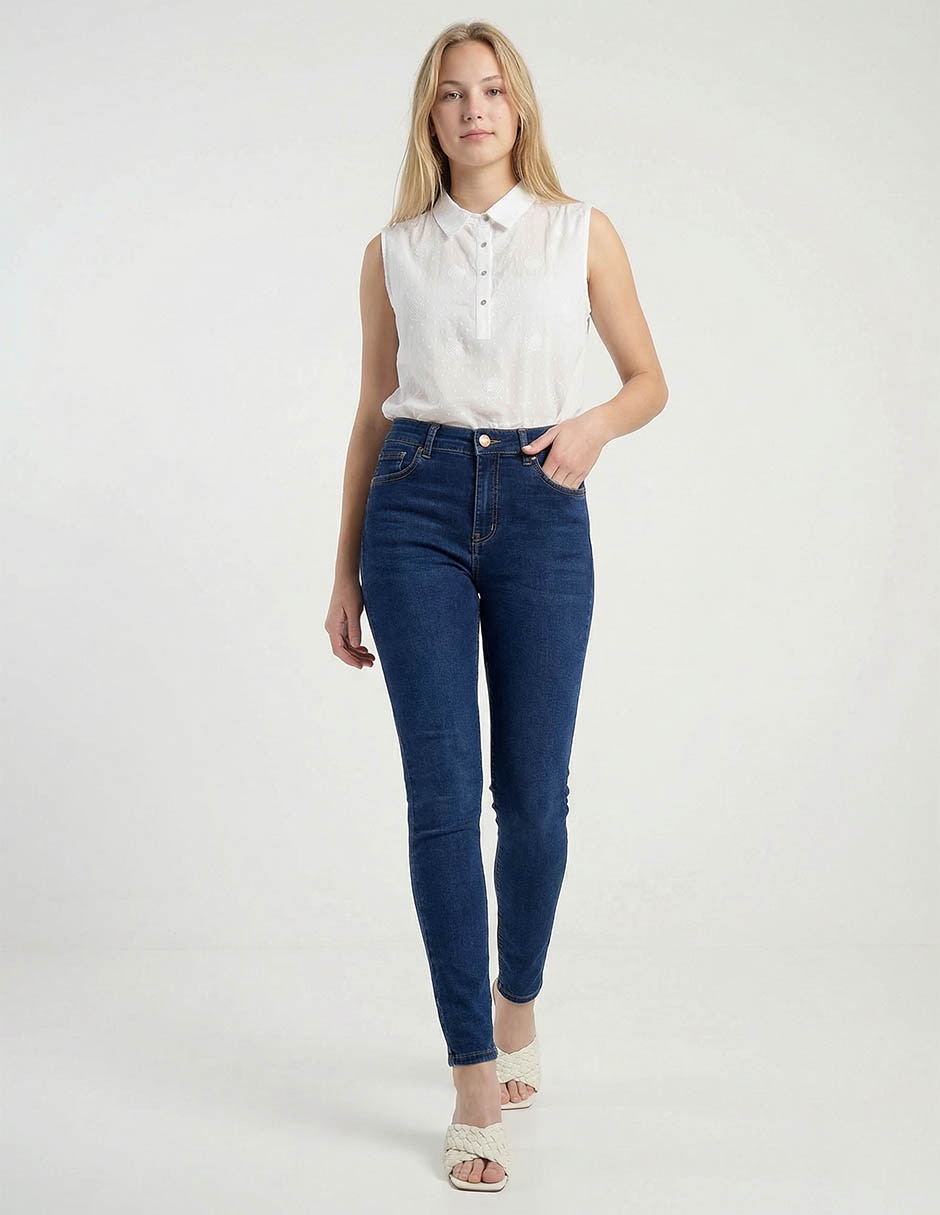 Jeans skinny cintura baja para mujer 3