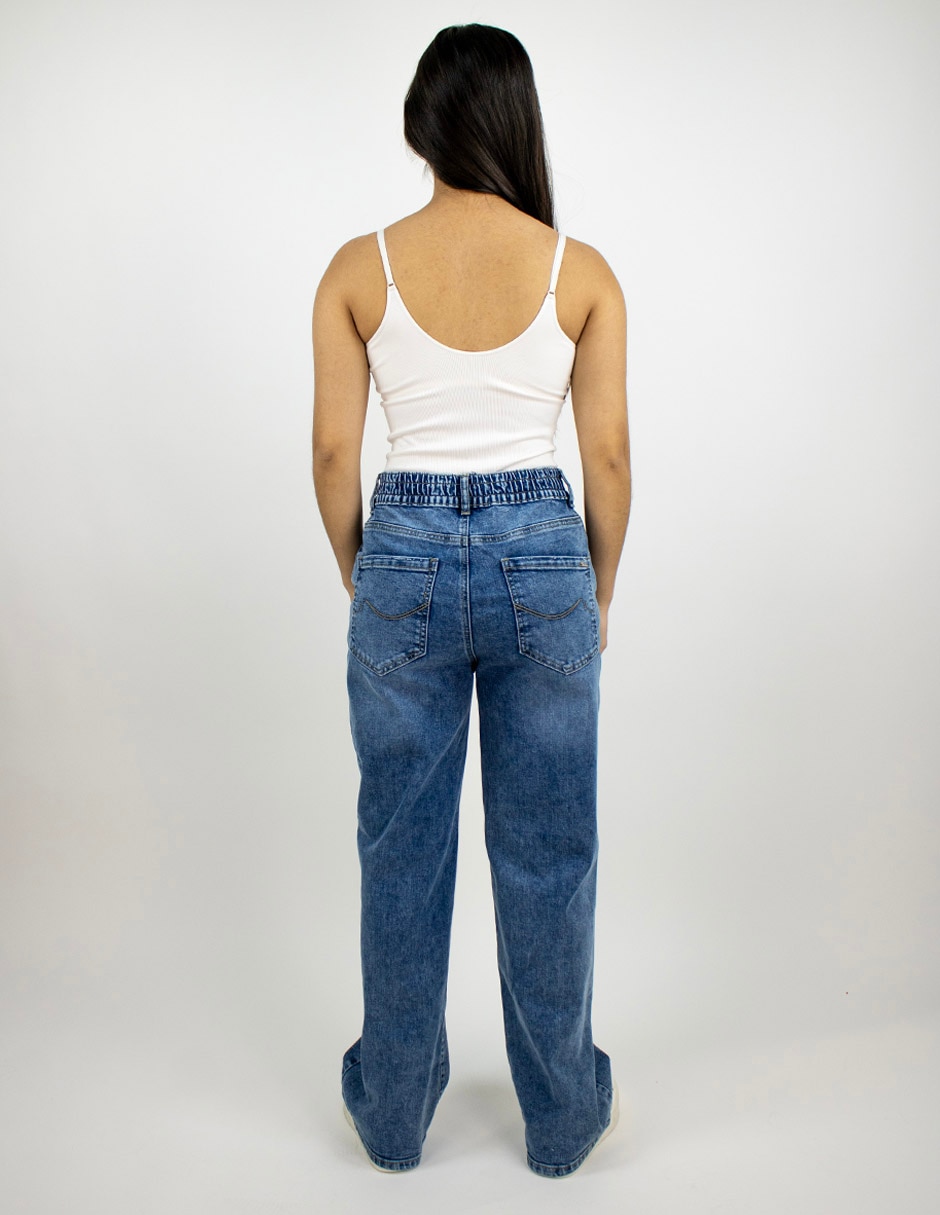 Jeans wide leg a la cintura para mujer 2