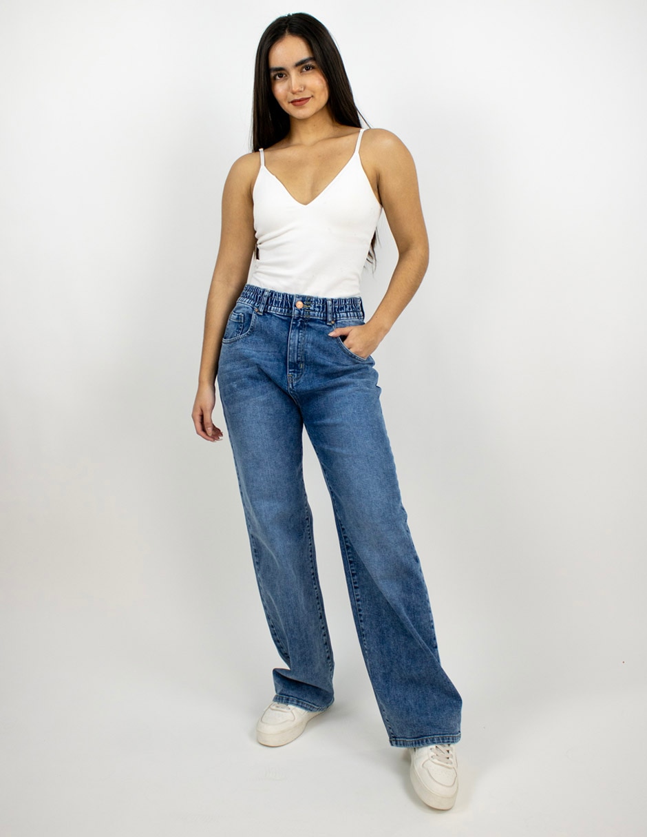 Jeans wide leg a la cintura para mujer 3