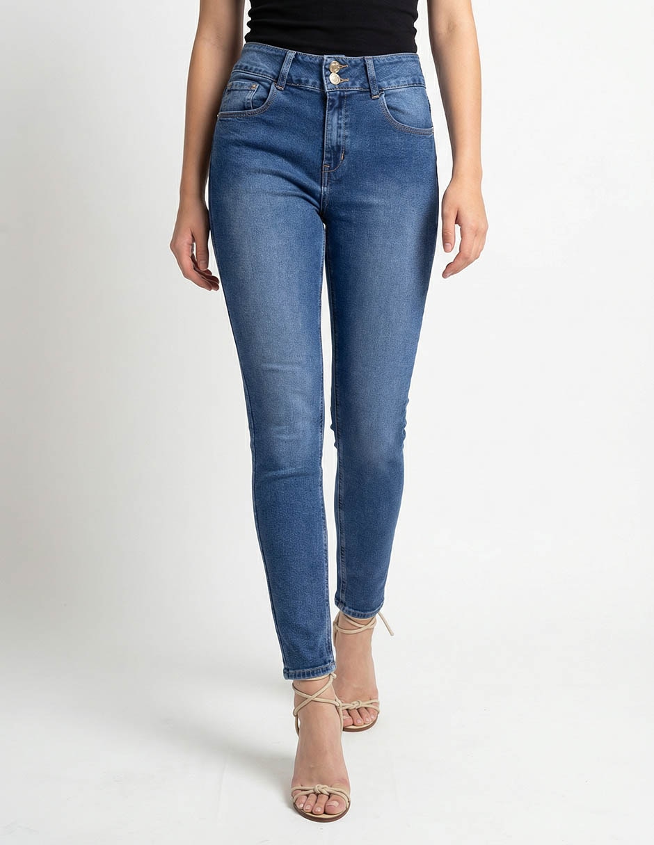 Jeans skinny cintura alta para mujer