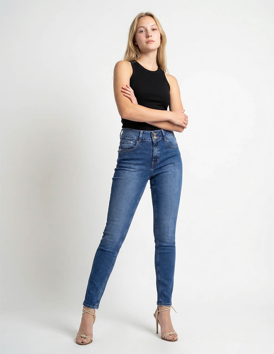 Jeans skinny cintura alta para mujer 3