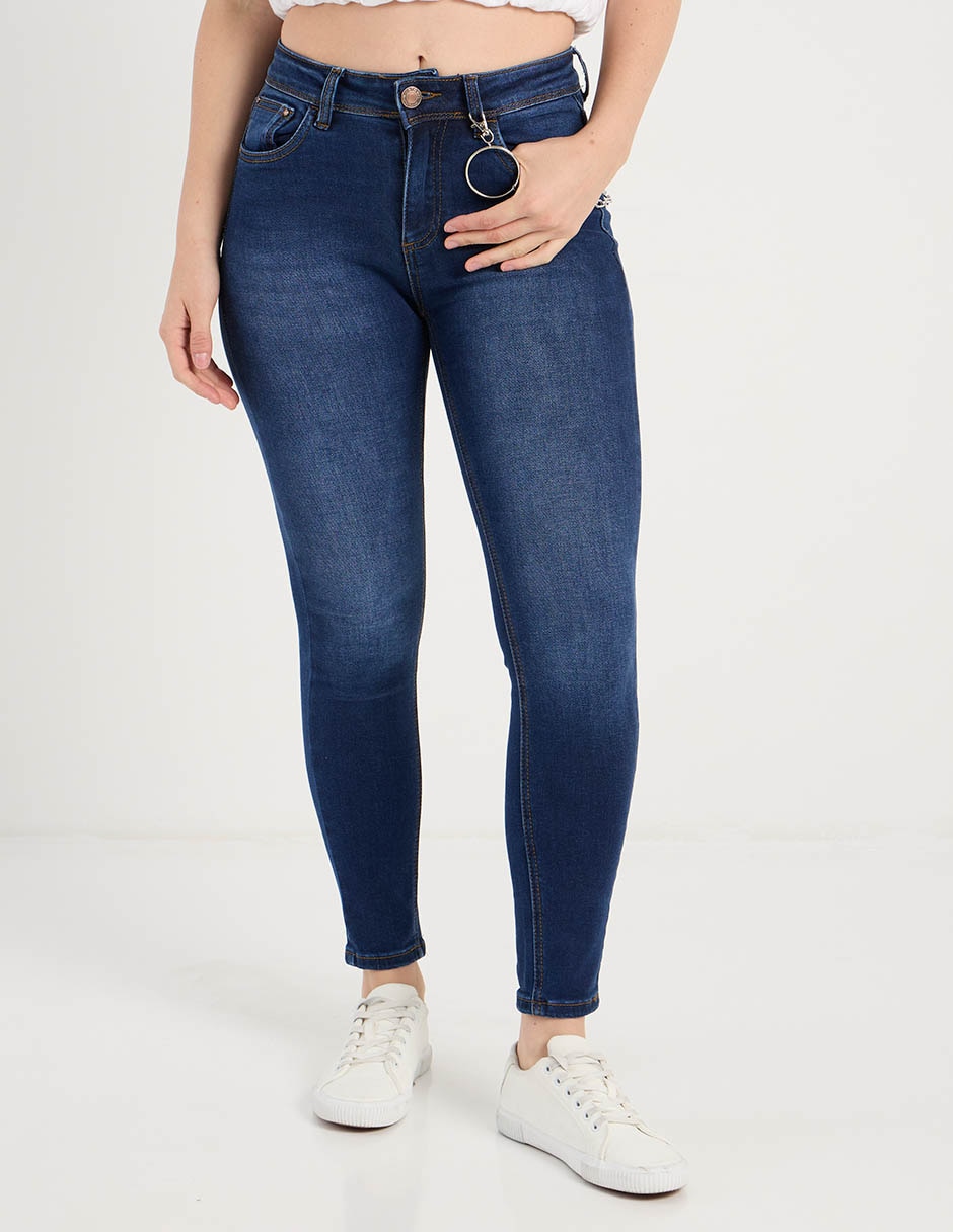 Jeans skinny cintura media para mujer