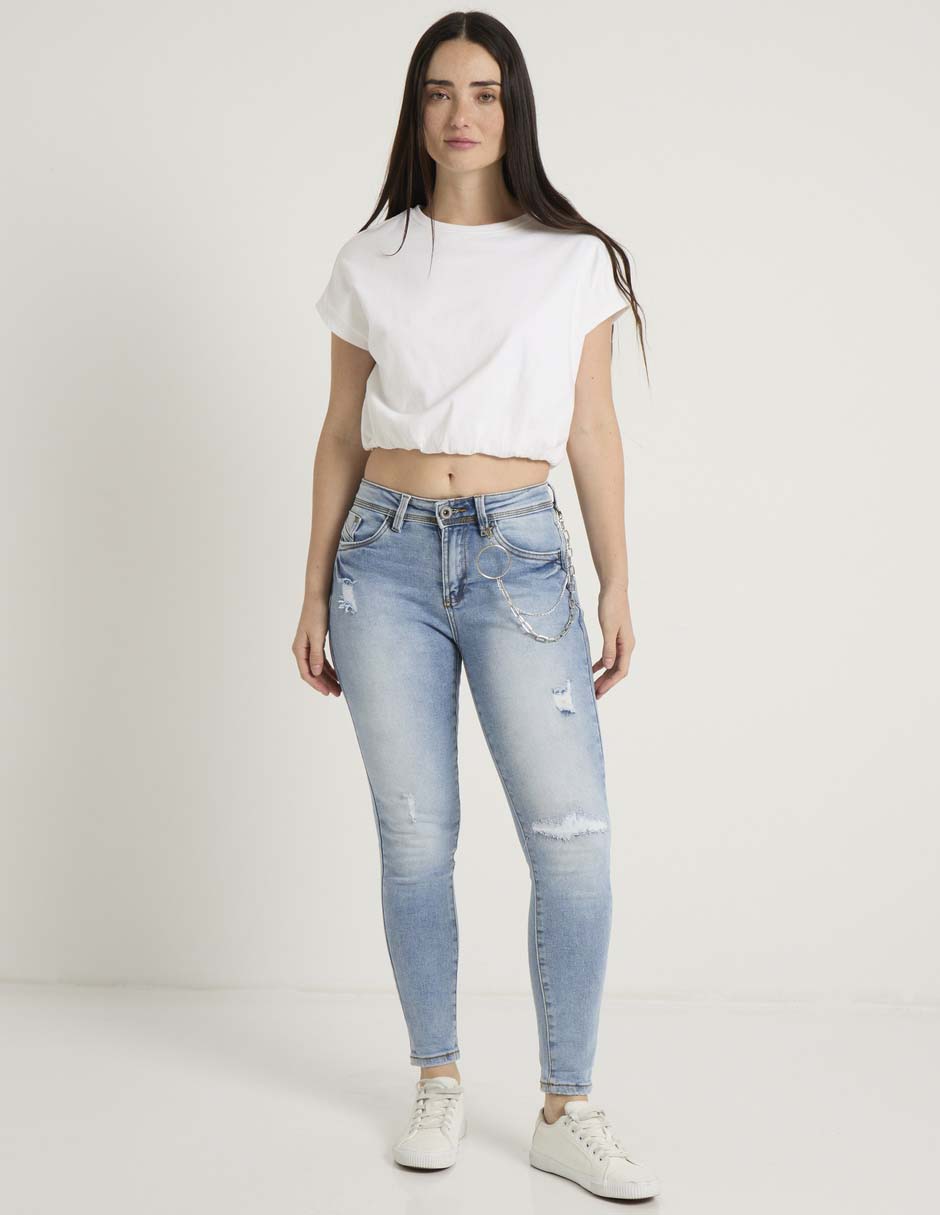 Jeans skinny cintura baja para mujer 3