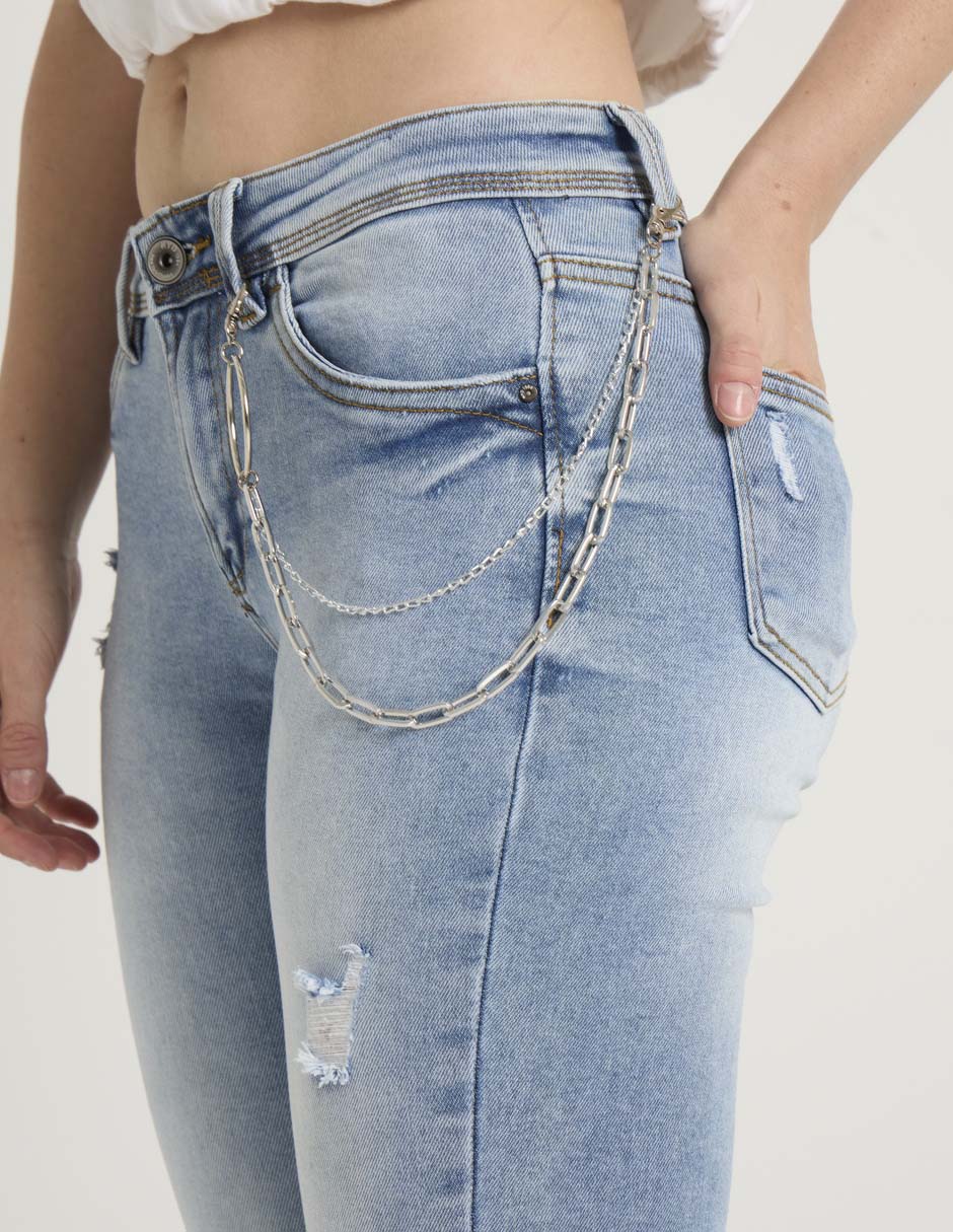 Jeans skinny cintura baja para mujer 4