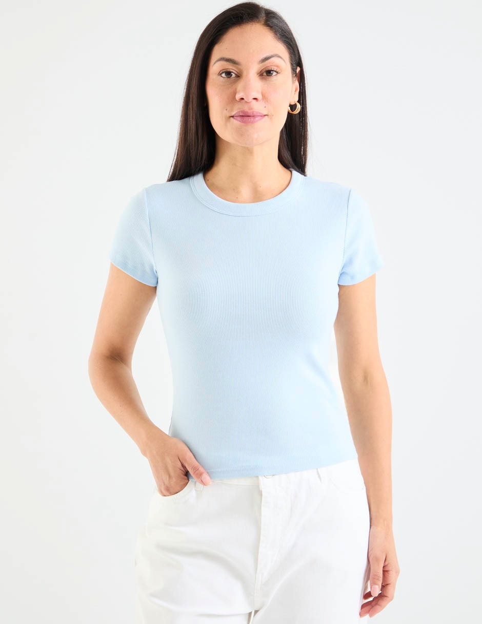 Playera manga corta cuello redondo para mujer Playera manga corta cuello redondo para mujer