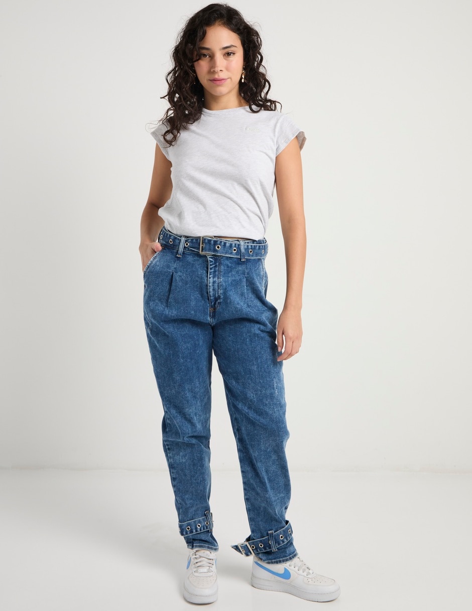 Jeans slim a la cintura para mujer 2