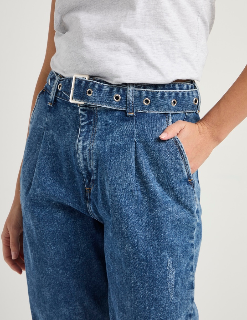 Jeans slim a la cintura para mujer 4