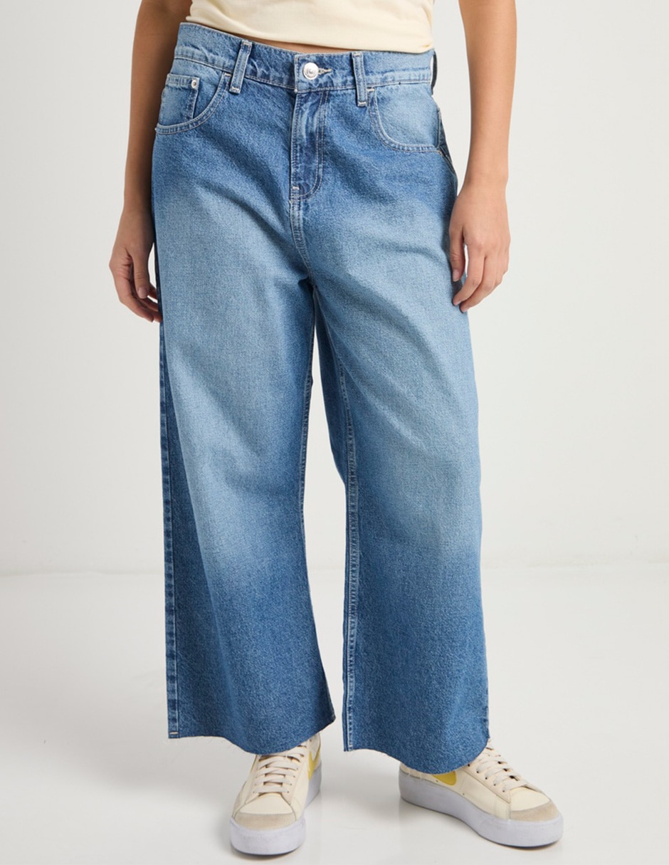 Jeans wide leg cintura para mujer