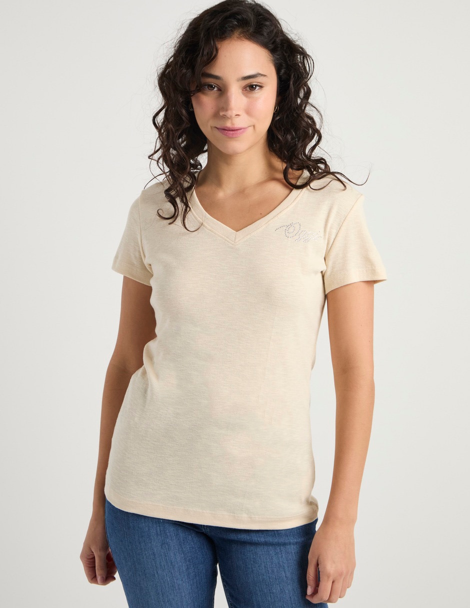 Playera manga corta cuello V para mujer Playera manga corta cuello V para mujer